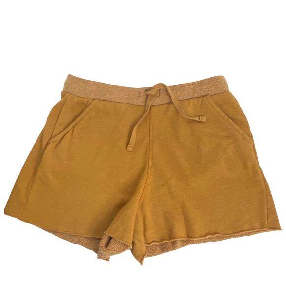 Free People Pants - Free People Cognac Kelly Fleece Raw Hem Pull On Shorts, Size Medium
